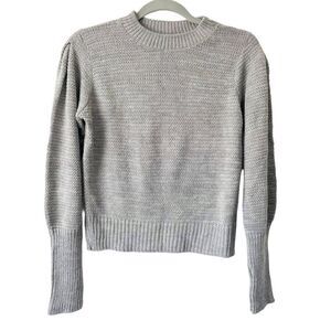 Express Gray Open Knit Cozy Lightweight Pleated Shoulder Crew neck Sweater  S